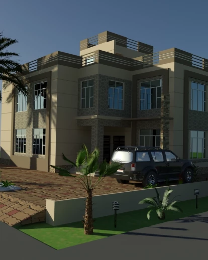 阿曼阿拉伯美丽别墅3D正面立面设计住宅外部2013，