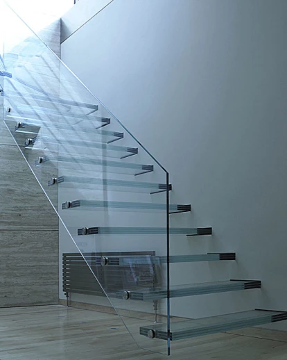 Ledborough-直玻璃楼梯，玻璃踏板，玻璃栏杆