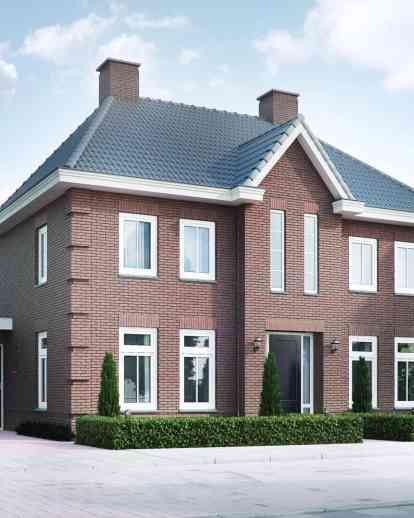 荷兰带车库和花园的砖房别墅