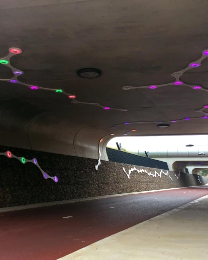 自行车隧道RijnWaalpad中的光雕塑